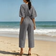 thumbnail image 5 of PNTUTB Women’s Fashion V-Neck Short Sleeve ASdjustable Strap Zipper Pockets Jumpsuit Pants, 5 of 7