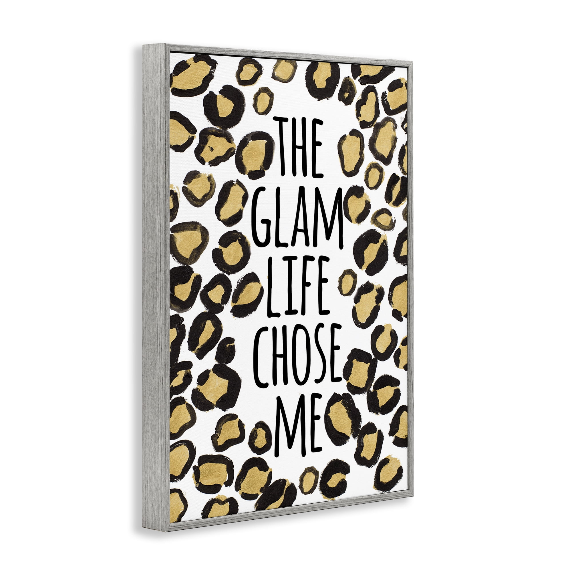 Stupell Industries Glam Life Chose Me Typography Painting Gray Framed Art Print Wall Art, 12 x 18
