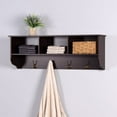 thumbnail image 2 of Entryway Wall Mounted Coat Rack with 4 Dual Hooks, Space-Saving Living Room Wooden Storage Shelf with 3 Storage Cubbies, Hanging Shelf Cubby Coat Rack Organizer for Bathroom, Living Room, Kitchen, 2 of 6