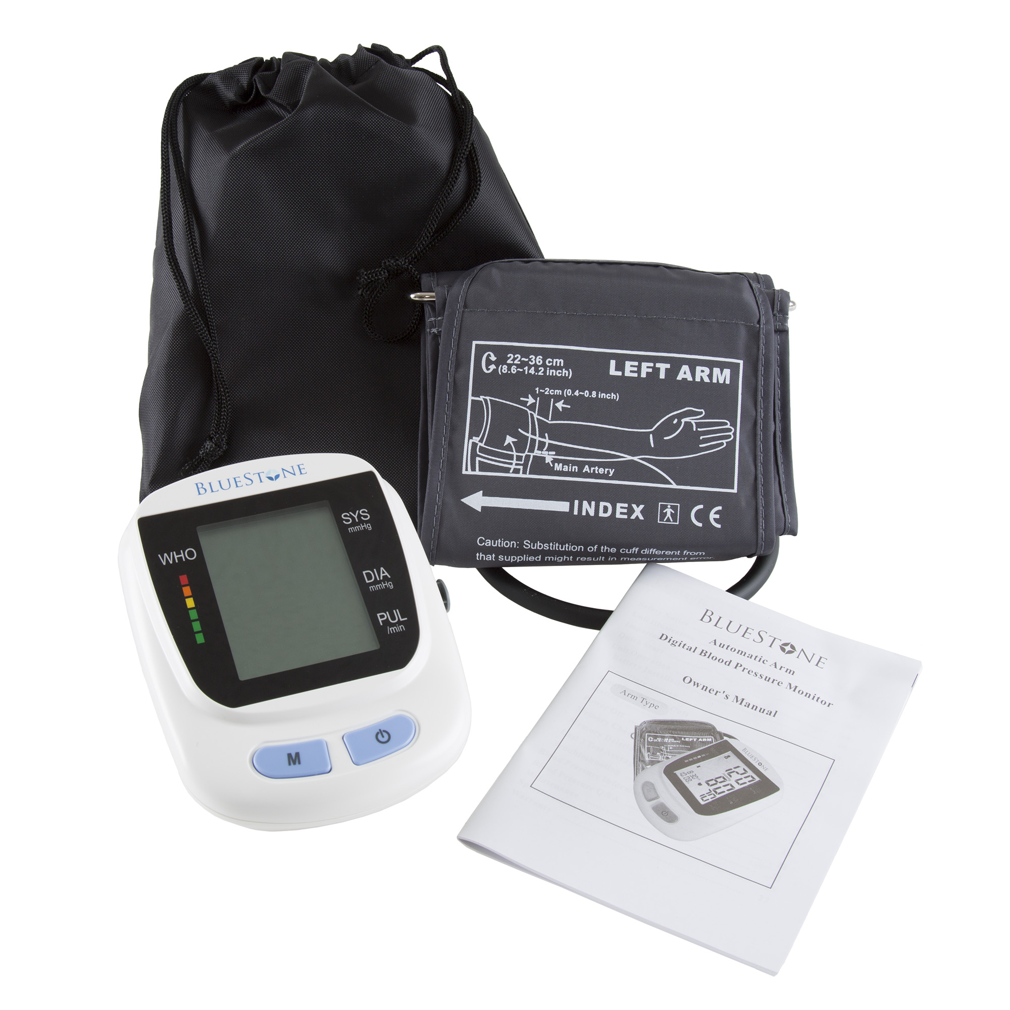 Bluestone Automatic Upper Arm Blood Pressure Monitor with Cuff and LCD Display Screen- Fast BP and Pulse Readings, Who Indicator with Carrying Bag