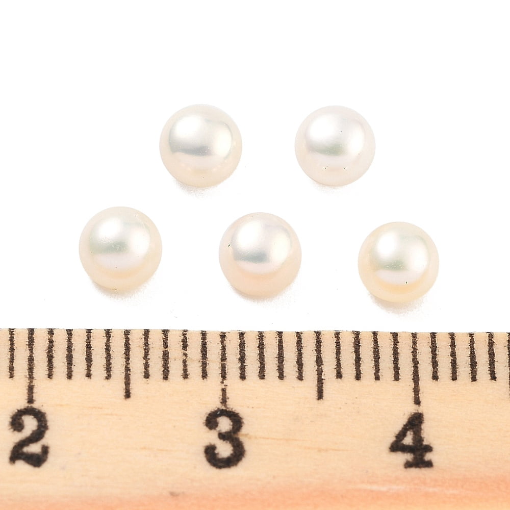 Grade 6A Natural Cultured Freshwater Pearl Beads Half Drilled Half Round Beads White 4.5~5x3.5mm Hole: 1mm diy