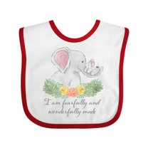 Inktastic I Am Fearfully and Wonderfully Made Cute Elephants Boys or Girls Baby Bib