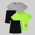 thumbnail image 3 of Odeerbi Conjunto Atlético de Malla de Niños de 2 Paquetes 5-14 Años, Ropa Deportiva de Tira Reflectante Seca Rápida de 2 Piezas Camiseta Shorts Outfits, 3 of 8