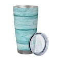 thumbnail image 2 of Easygdp Teal Turquoise Wood 20oz Stainless Steel Vacuum Insulated Double Wall Travel Tumbler, Durable Insulated Coffee Mug with Spillproof Lid-Without Straw, 2 of 8