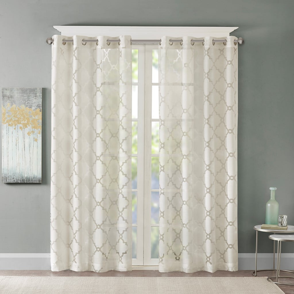 MAYEERTY Fretwork Burnout Sheer Curtain Panel - Single