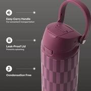 TAL 24oz Stainless Steel 2-in-1 Straw and Chug Water Bottle with Push Lid, Geometric Berry Print