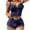 Blue, variant on Sexy Lace Lingerie Set for Women Spaghetti Strap Crop Top and Matching Shorts Two Piece Intimate Nightwear Underwear Pink XL