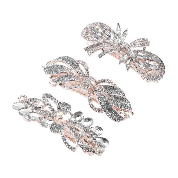 Pinzas para el cabello Unique Bargains Brillo Diamantes 3 piezas Blanco