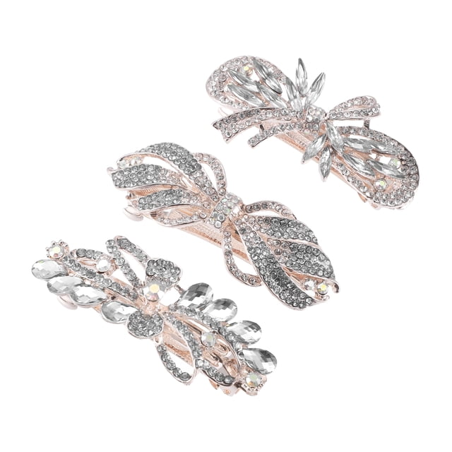 Pinzas para el cabello Unique Bargains Brillo Diamantes 3 piezas Blanco