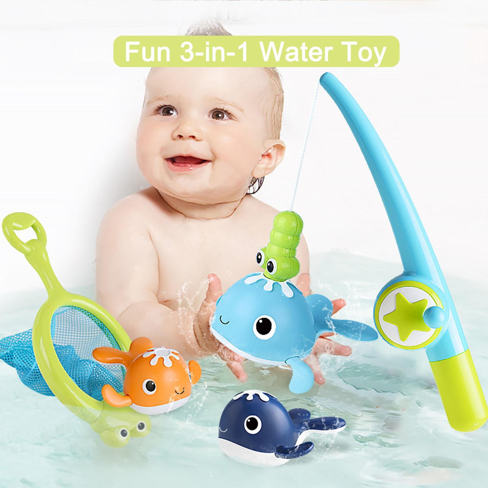 Baby Wind-Up Swimming Whale Toy With Magnetic Fishing Rod, Bath