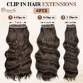 thumbnail image 3 of CREAMILY Brown Clip in Hair Extensions 23 Inch 4pcs Long Wavy Hair Extensions Double Weft Synthetic Hairpieces for Women, 3 of 7