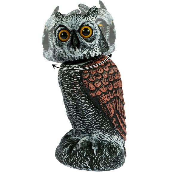 Fake Owl Decoy Lifelike Simulation Owl Bird Deterrent with 360° Swivel Head Realistic Owl Statue Scare Birds Plastic Fake Owl Scarecrow to Frighten Birds for Garden Indoor Outdoor