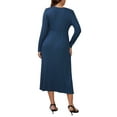 thumbnail image 3 of INSPIRE CHIC Womens Maternity Dresses Button Pleated Knit  Long Sleeve Photoshoot Pregnancy Maxi Dress M Blue, 3 of 6