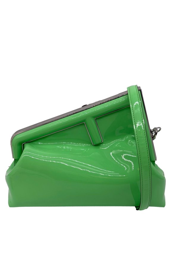 Pre-Owned Fendi First Patent Leather Clutch Crossbody Bag Green