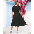 thumbnail image 3 of Vestido de verano AUSELILY para mujer, cuello en V, manga corta, negro, 3 of 6