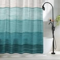 thumbnail image 2 of Teal Wood Grain Fabric Shower Curtain Rustic Ombre Wooden Stripes Washable Shower Curtains for Bathroom, Waterproof Bath Curtain with Hooks Home Decor 72x84in, 2 of 8