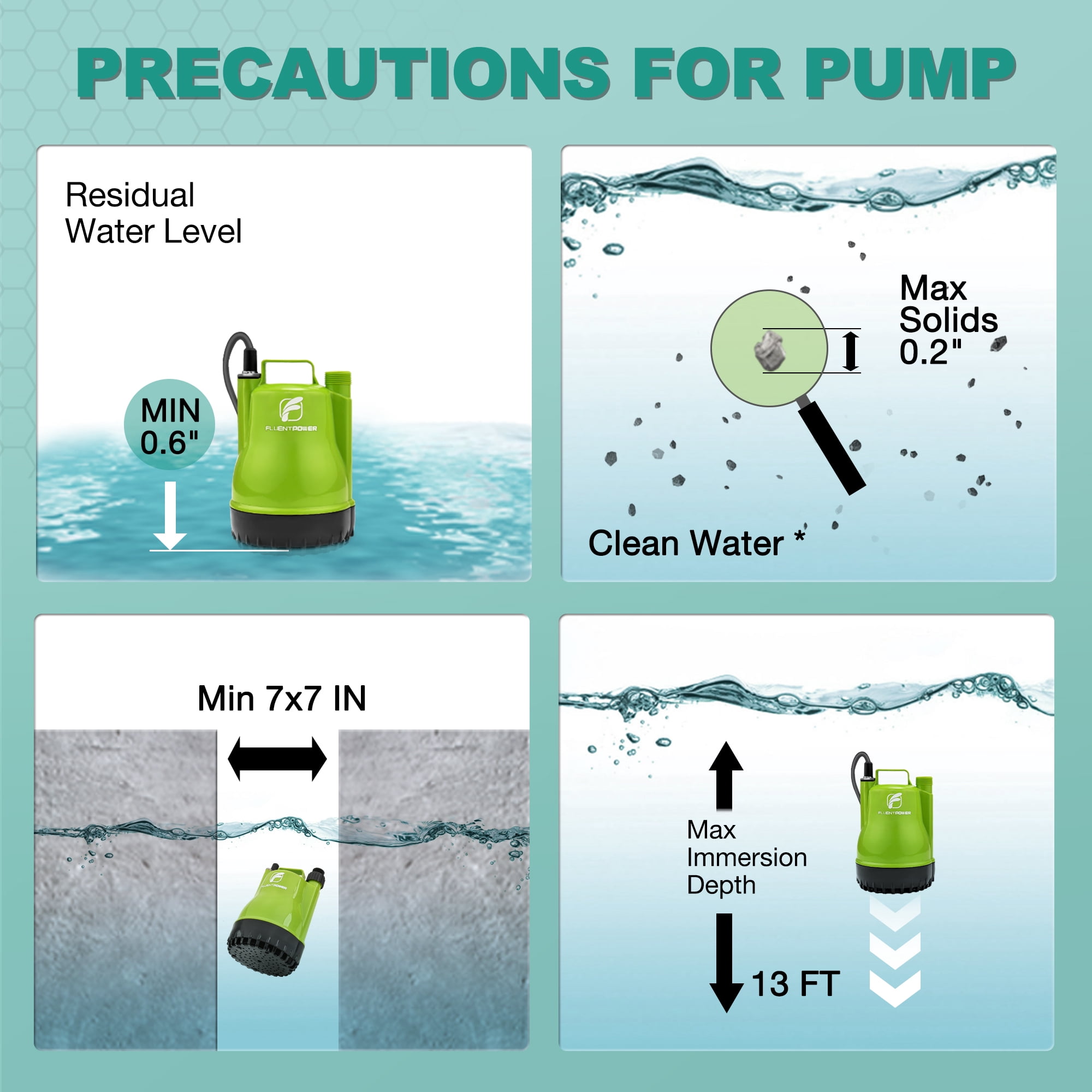 FLUENTPOWER Tankless Water Heater Descaling Flush Kit, Includes 1/4HP Submersible Utility Water Pump with Adapters, 4 Gallon Pail with Bucket Lid Opener, Two 3/4"GHT x 6' Stainless Steel Hoses