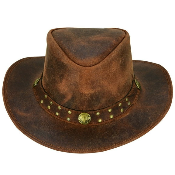Arizona Leather Hats for Men & Women Cowboy Western style Shapeable Brim Hat - S - Brown