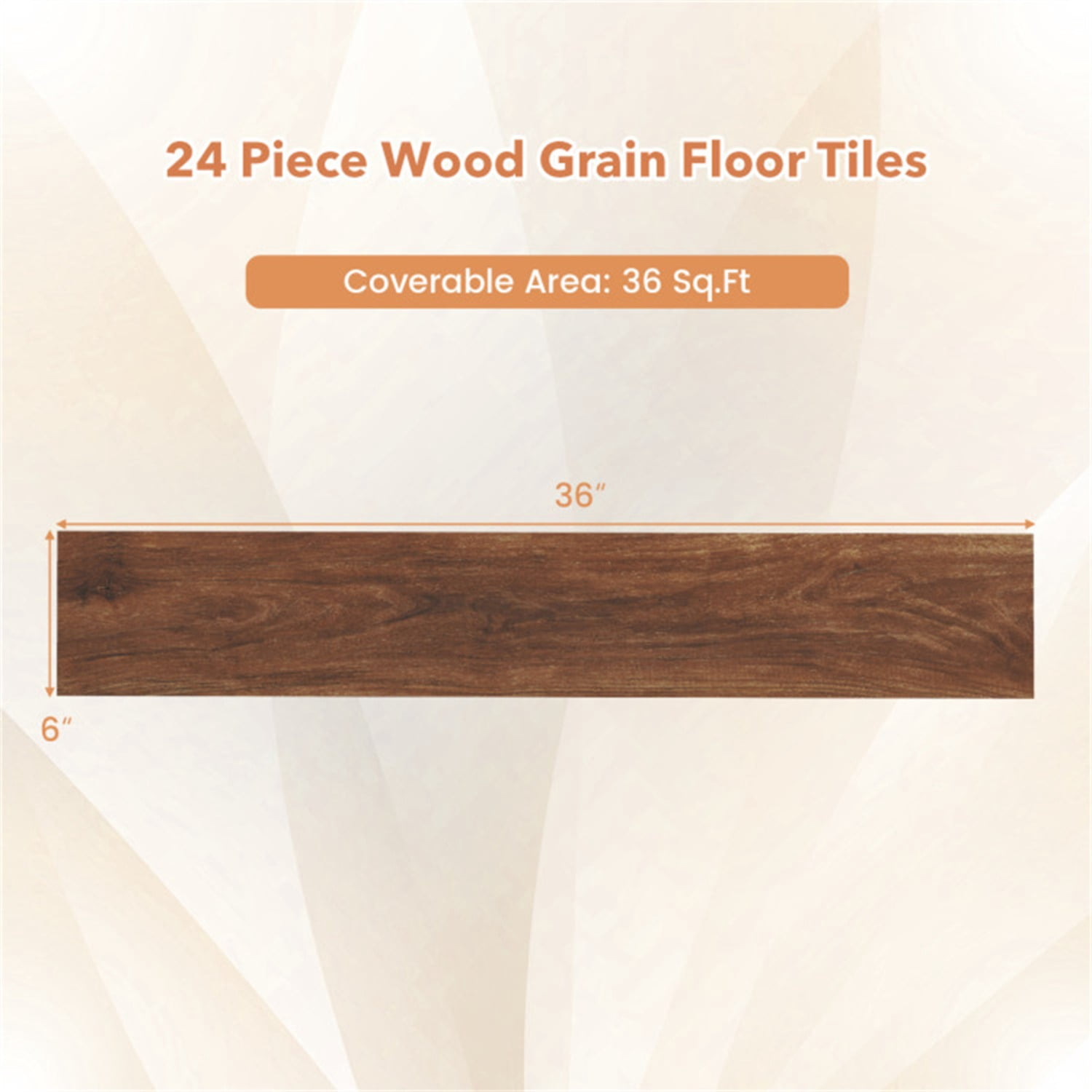 48-Pack Wood Look Vinyl Plank Flooring, 36 Sq.Ft Waterproof PVC Floor Tiles for Home