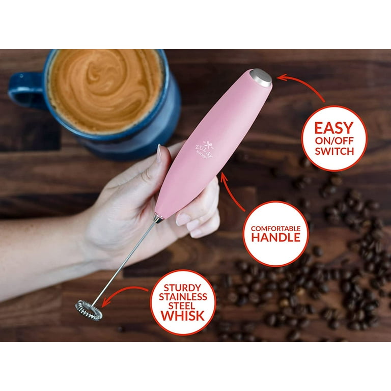 Zulay Kitchen Handheld Milk Frother (Without Stand) - Pink 