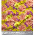 thumbnail image 1 of Soimoi Yellow Cotton Poplin Fabric Leaves & Peony Floral Print Sewing Fabric Yard 42 Inch Wide, 1 of 3
