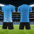 thumbnail image 2 of Yuncity Boys Outfit Short Sleeve Crew Neck Graphic Print Tops With Shorts 2 Pieces Set Summer Youth Sport Football Outdoor Daily Wear Toddler Kids Clothes Set Size 12-13 Years Blue, 2 of 9