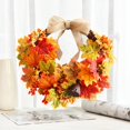 thumbnail image 5 of Doingart 15'' Fall Wreath, Autumn Harvest Front Door Wreath Artificial Maple Leaf, Red Berries with Bow for Wall Decor Hanging Orn, 5 of 8
