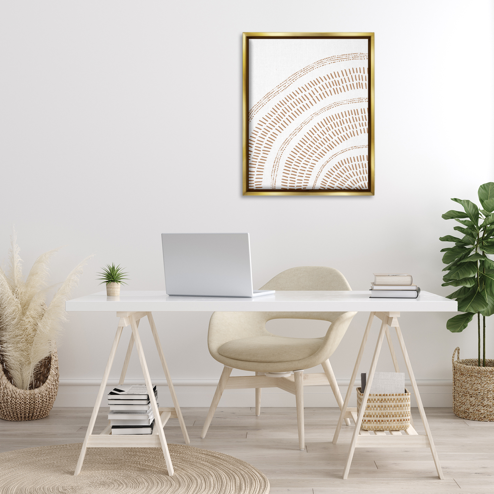 Stupell Industries Boho Arch Pattern Abstract Painting Gold Floater Framed Canvas Art Print Wall Art, 25 x 31