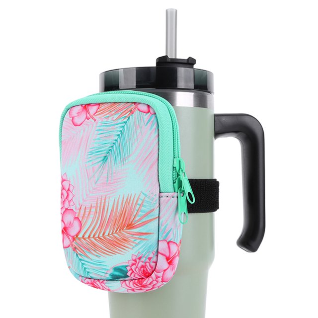 Bolsa para botella de agua para vasos Stanley de 20 30 y 40 onzas (plantas con flores verdes)
