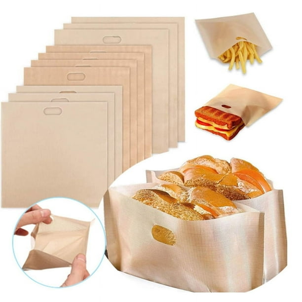 Bolsa para microondas de 16 x 16,5 cm, bolsa para tostadas de color beige, bolsa para tostadas de teflón, bolsa para tostadas de color beige