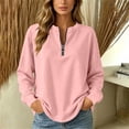thumbnail image 1 of Neewe Women's Plain Long Sleeve Top Fall 1/4 Zipper Tops Loose Ladies Casual Fashionable Top Pullover, 1 of 7