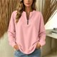 thumbnail image 1 of Neewe Women's Plain Long Sleeve Top Fall 1/4 Zipper Tops Loose Ladies Casual Fashionable Top Pullover, 1 of 7