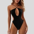 thumbnail image 2 of XUELUO Womens One-Piece Swimsuits Solid Color Sexy Cut Out Backless Monokini Swimsuit Swimwears Beachwear,Black,L, 2 of 6