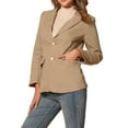 thumbnail image 4 of INSPIRE CHIC St. Patrick's Day Women's Denim Blazer Notched Lapel Single Breasted Shoulder Pad Work Jackets L Khaki, 4 of 6