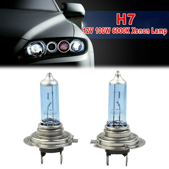 2pcs White 12V H7 100W 6000K Xenon Lamp Super Bright Halogen Car Headlight Bulbs