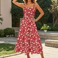 thumbnail image 2 of Tnhcen Women's Sleeveless Strap Printed Floral Maxi Dress Elastic Smocked Waist Stretch Fabric Flowy A - Line Casual Summer Beach Vacation Dress Size S - 3XL, 2 of 4