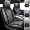 thumbnail image 1 of Car Seat Covers Custom Fit for 2015-2022 Ford F150 Pickup Truck PU Leather Front+Rear Full Set Cushion Protector Black+Gray, 1 of 10