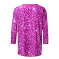 thumbnail image 5 of Mefallenssiah Blouses pour Femmes Décontractées Mode Féminine T-Shirt Imprimé Manches 3/4 Blouse Col Rond Hauts Décontractés, 5 of 5