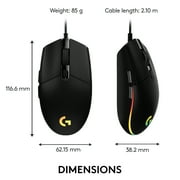 Logitech G203 Lightsync Mouse Home Rechargeable Optical USB Gaming Mice With Logitech G G203 LIGHTSYNC Wired Gaming MouseLogitech G, Black, 1 Pack