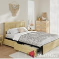 thumbnail image 7 of Jojoka Boho Queen Bed Frame with Handwoven Natural Rattan Headboard, 4 Large Storage Drawers, Heavy-Duty Metal Frame with Wood Slats, Noise-Free Design, No Box Spring Needed, 7 of 7