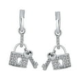 thumbnail image 2 of Bling Jewelry Womens Romantic Couples Pave Crystal Lock & Key Charm Dangle Earrings, 2 of 4