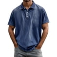 thumbnail image 1 of Adult Men's Polo Shirts Short Sleeve Button Tee Shirt Basic Blue Men TShirts, 1 of 4