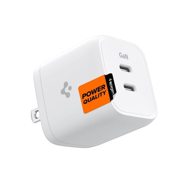 Spigen GaN 452 Total 45W 2 puertos GaN III Tech Dual USB C Cargador de pared PD 3.0 Bloque de carga