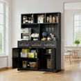 thumbnail image 4 of Aiho Kitchen Pantry Cabinet with Countertop Kitchen Hutch Storage Cabinet 60" Tall Pantry Coffee Bar with Storage, Modern Kitchen Hutch with Microwave Stand for Dining Room, Kitchen - Black, 4 of 10