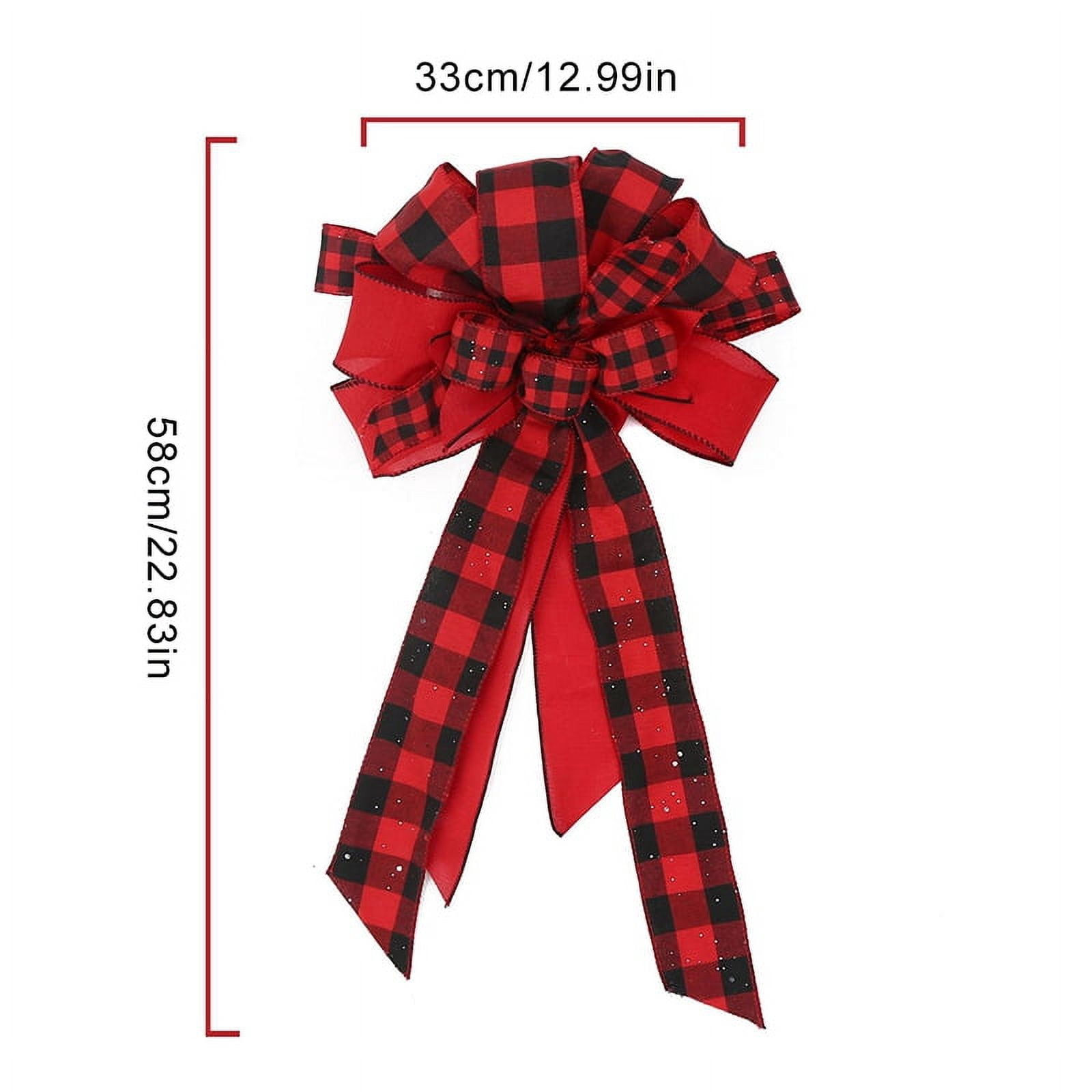 Large Christmas Bows Decorations,Buffalo Plaid Bow for Christmas wreath,window, chandelier,Table,Stairs,23"X13" Xmas Tree Topper Ornament,Winter Party Birthday Wedding Christmas Decoration 3PCS
