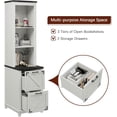 thumbnail image 4 of VEANERWOOD Farmhouse Bookcase with 2 Dawers, 69" Tall Bookshelf with 3-Tier Open Shelves, Wood Display Book Shelf Organizer with For Home Office, 4 of 7