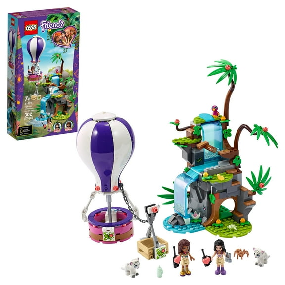 LEGO Friends Tiger Hot Air Balloon Jungle Rescue 41423 Animal Rescue Playset Comes with 2 Toy Tigers (302 Pieces)