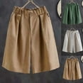 thumbnail image 2 of QATAINLAV Linen Bermuda Shorts for Women, Women Bermuda Shorts Cotton Linen Knee Length Wide Leg Short 2024 Beach Solid Color Shorts with Pockets, Bermudas Para Mujer, Beige, XXL, 2 of 7
