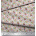 thumbnail image 3 of Soimoi Gray Heavy Canvas Fabric Floral & Cherry Fruits Print Fabric by The Yard 58 Inch Wide, 3 of 3