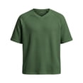 thumbnail image 3 of Purcolt Mens Big & Tall Waffle Knit Shirts Casual Short Sleeve V Neck T-Shirts Loose Fit Summer Tee Tops, 3 of 8
